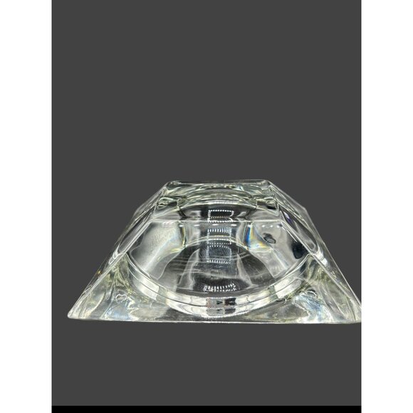 Vintage MCM Square Heavy Crystal Glass Covered Candy Dish Mid Century 6x6x4 - Picture 8 of 16